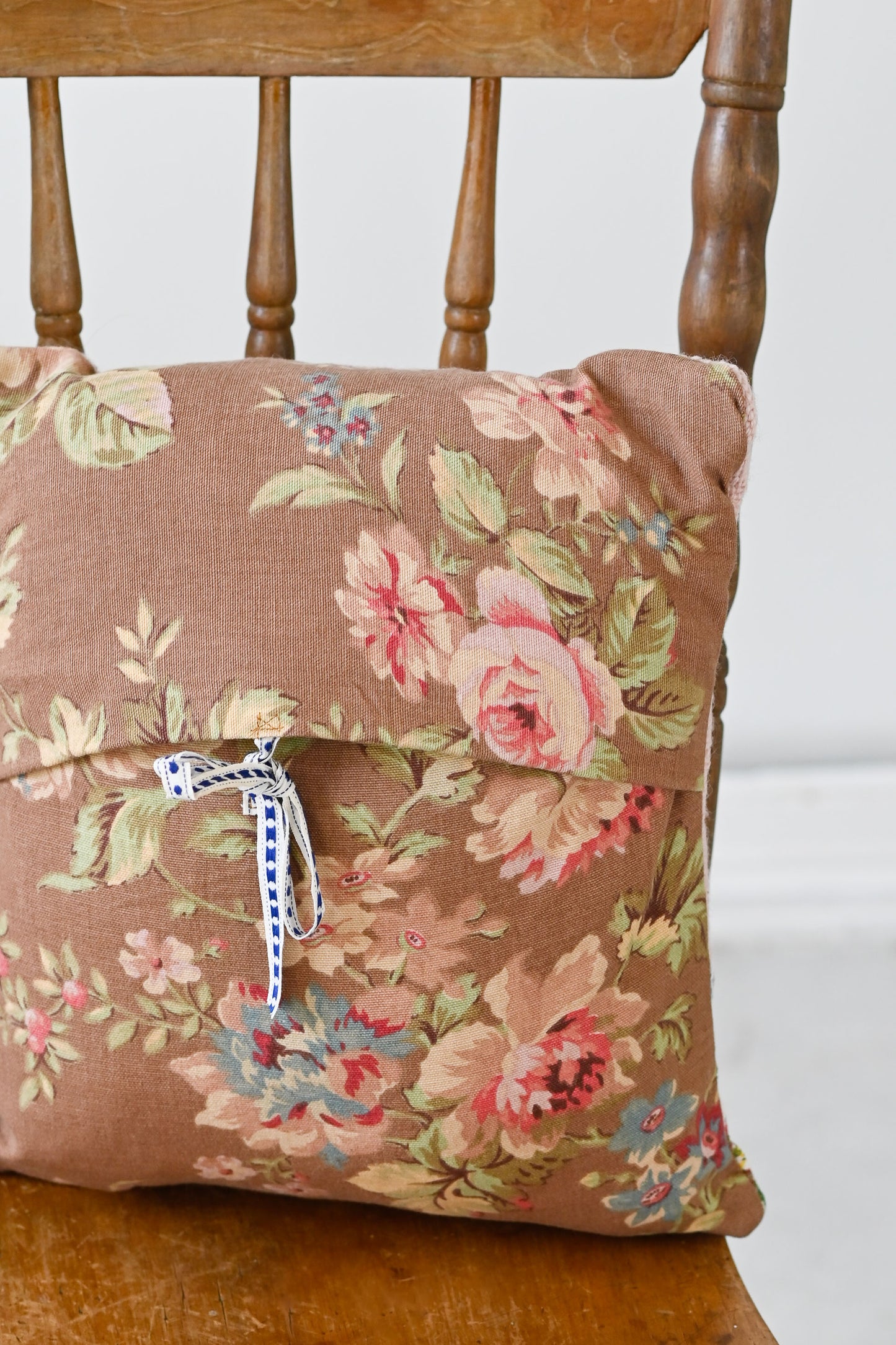 Vintage handmade tapestry of girl cushion