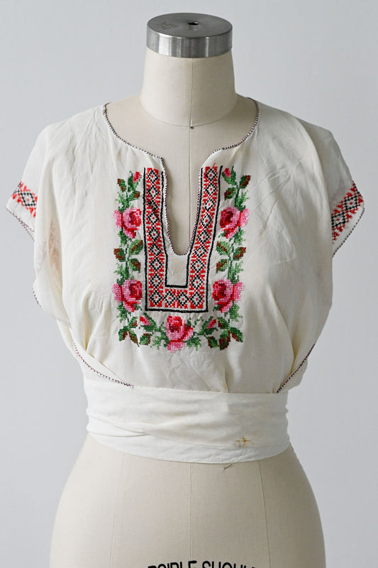 Vintage hand embroidered tabard top