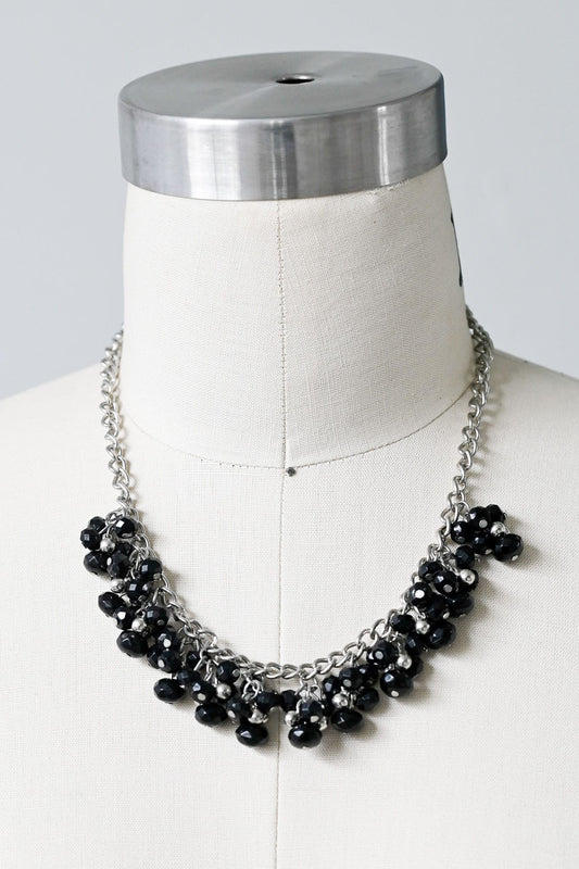 Vintage 60s 70s black glass short necklace