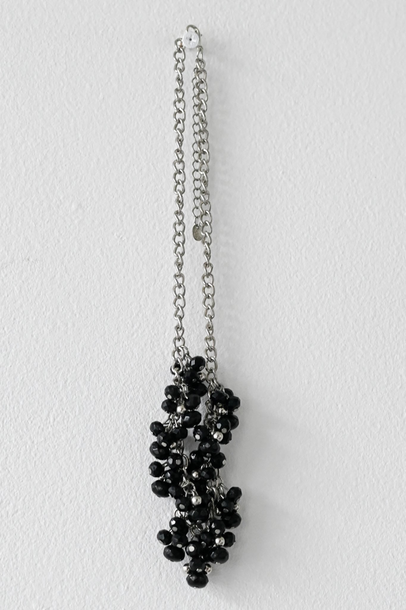 Vintage 60s 70s black glass short necklace