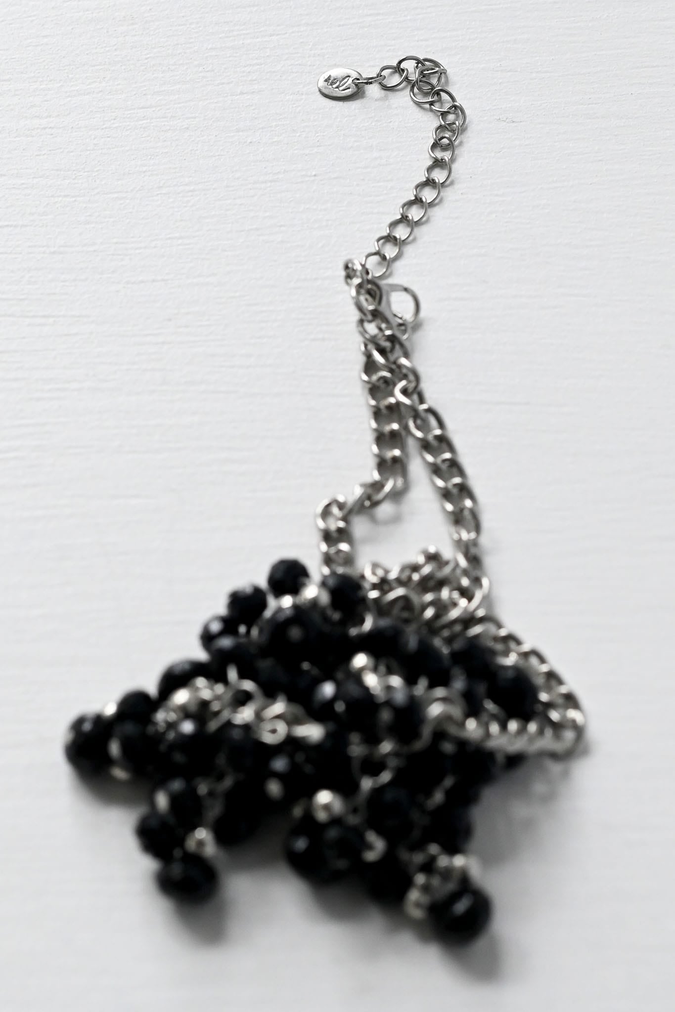 Vintage 60s 70s black glass short necklace