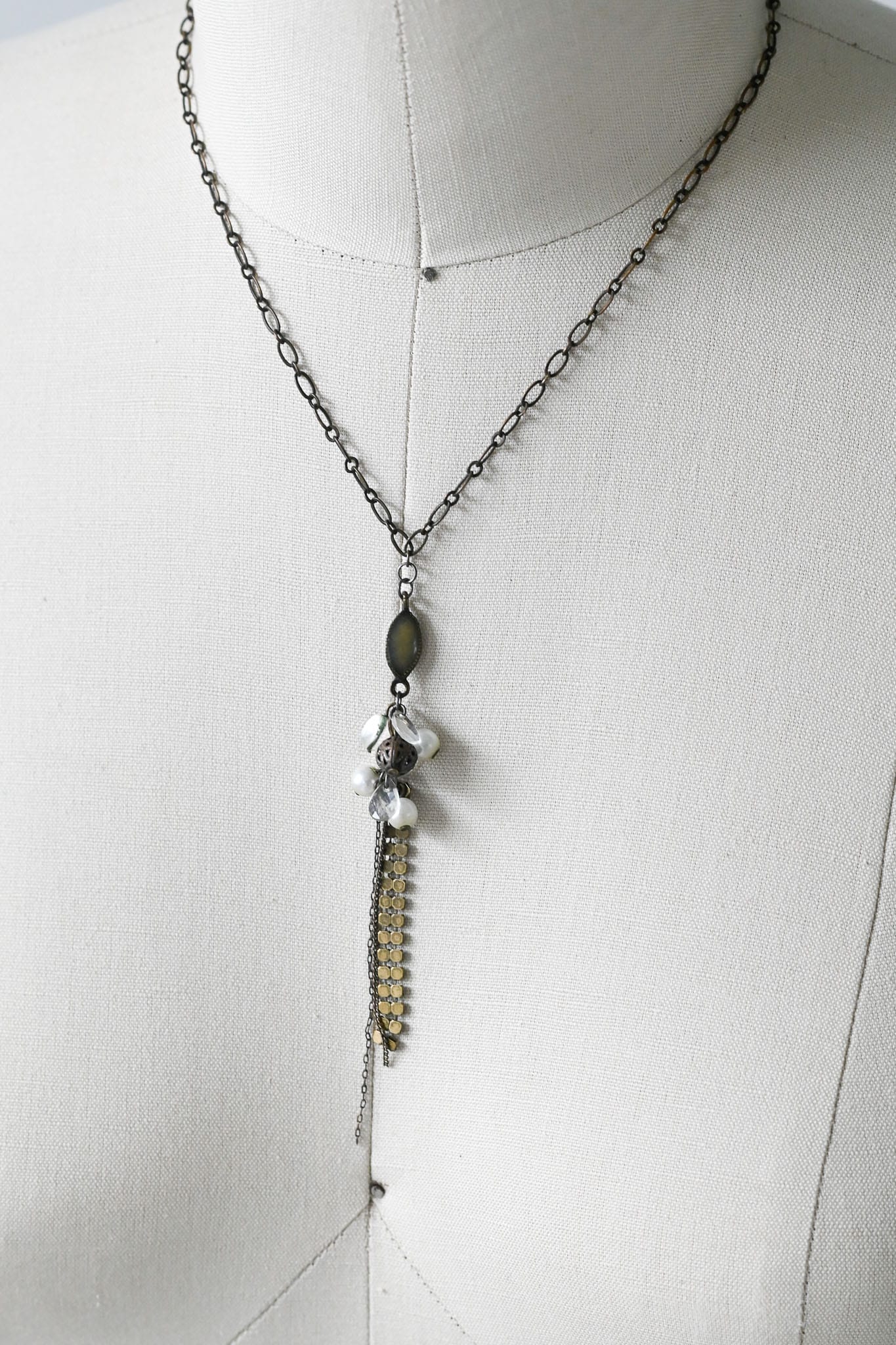 Vintage delicate upcycled beads chain necklace