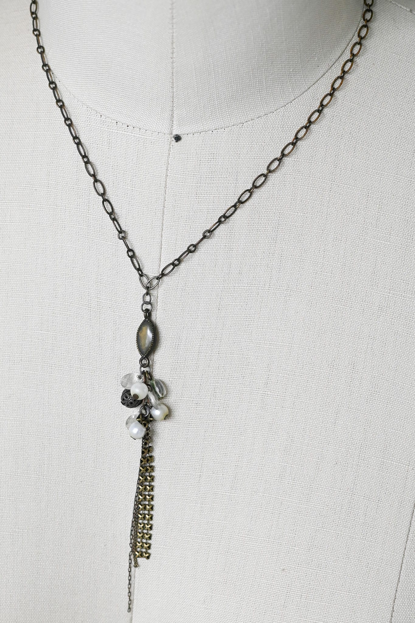 Vintage delicate upcycled beads chain necklace