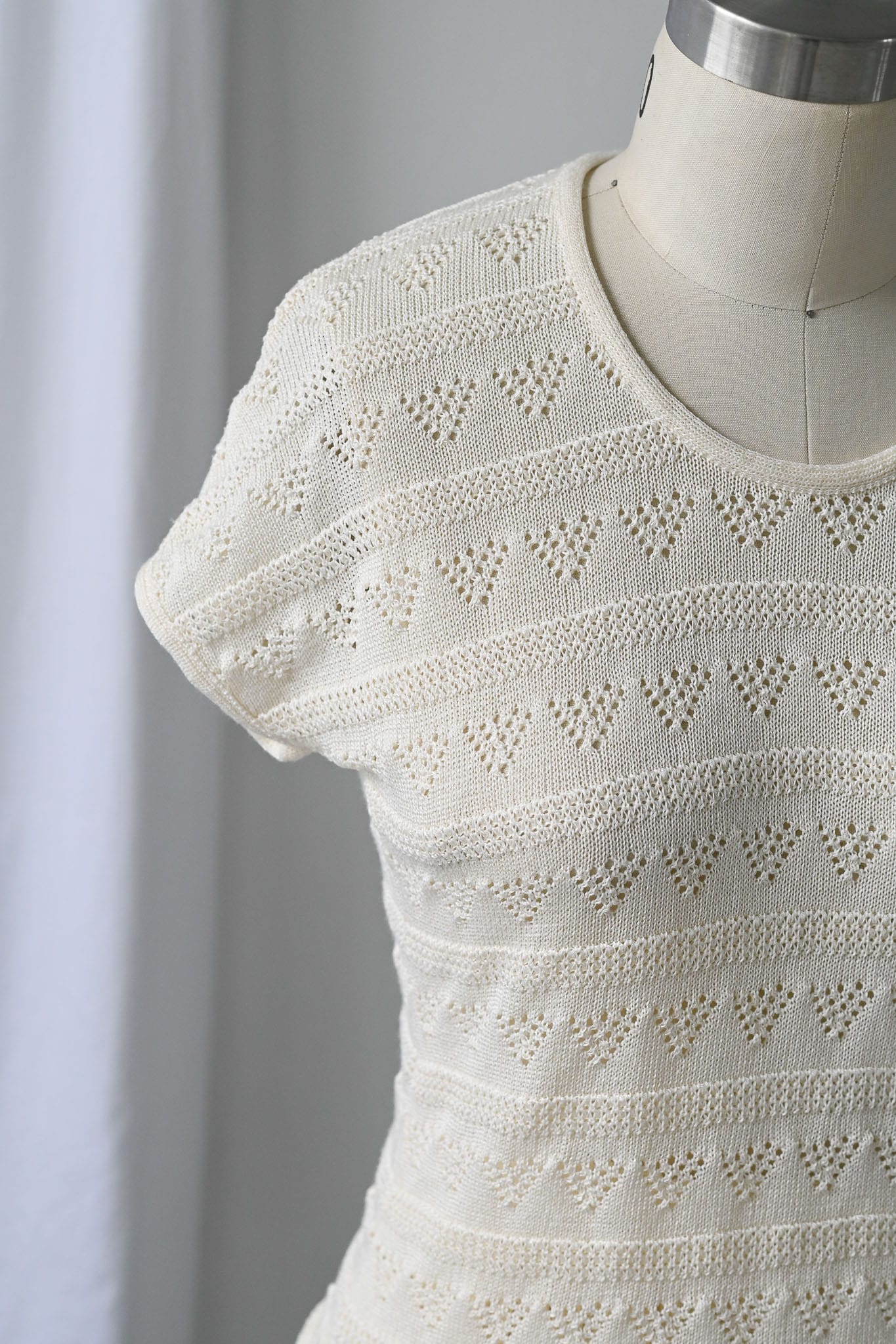 Vintage 1970s cream knit tee and skirt combo Size S