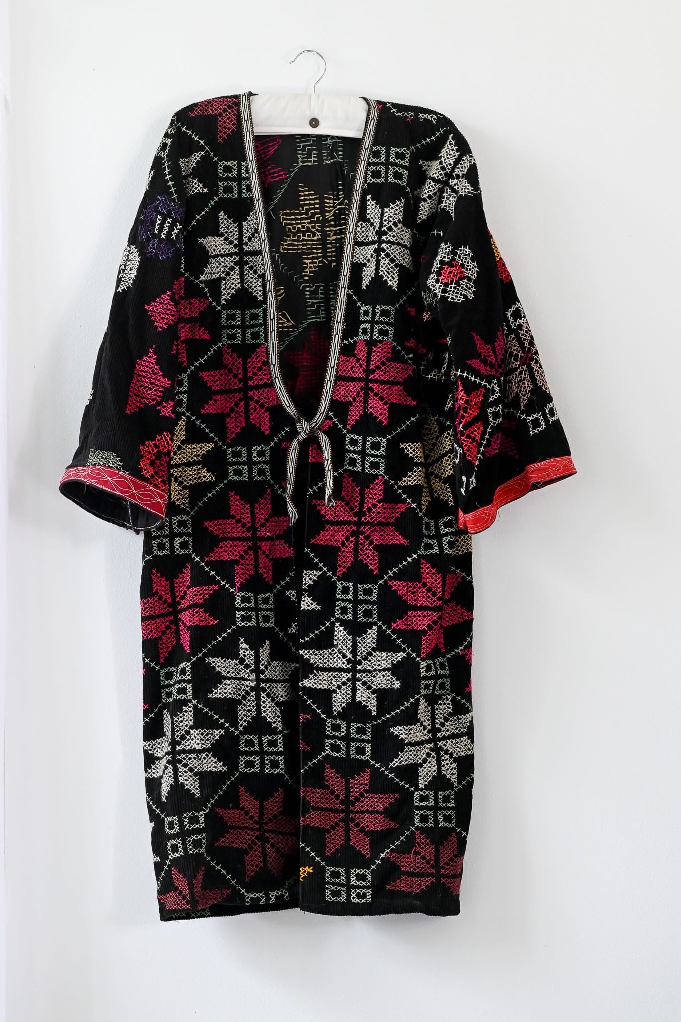 Vintage cross stitched embroidered corduroy jacket