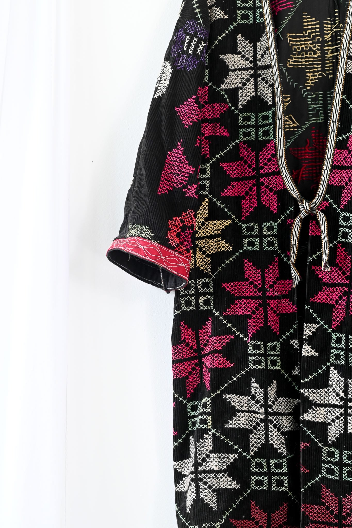 Vintage cross stitched embroidered corduroy jacket