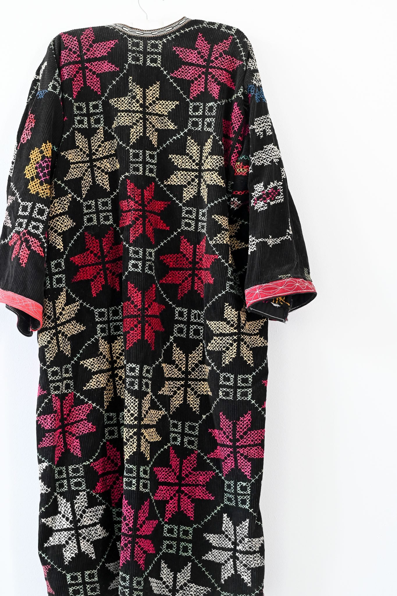 Vintage cross stitched embroidered corduroy jacket