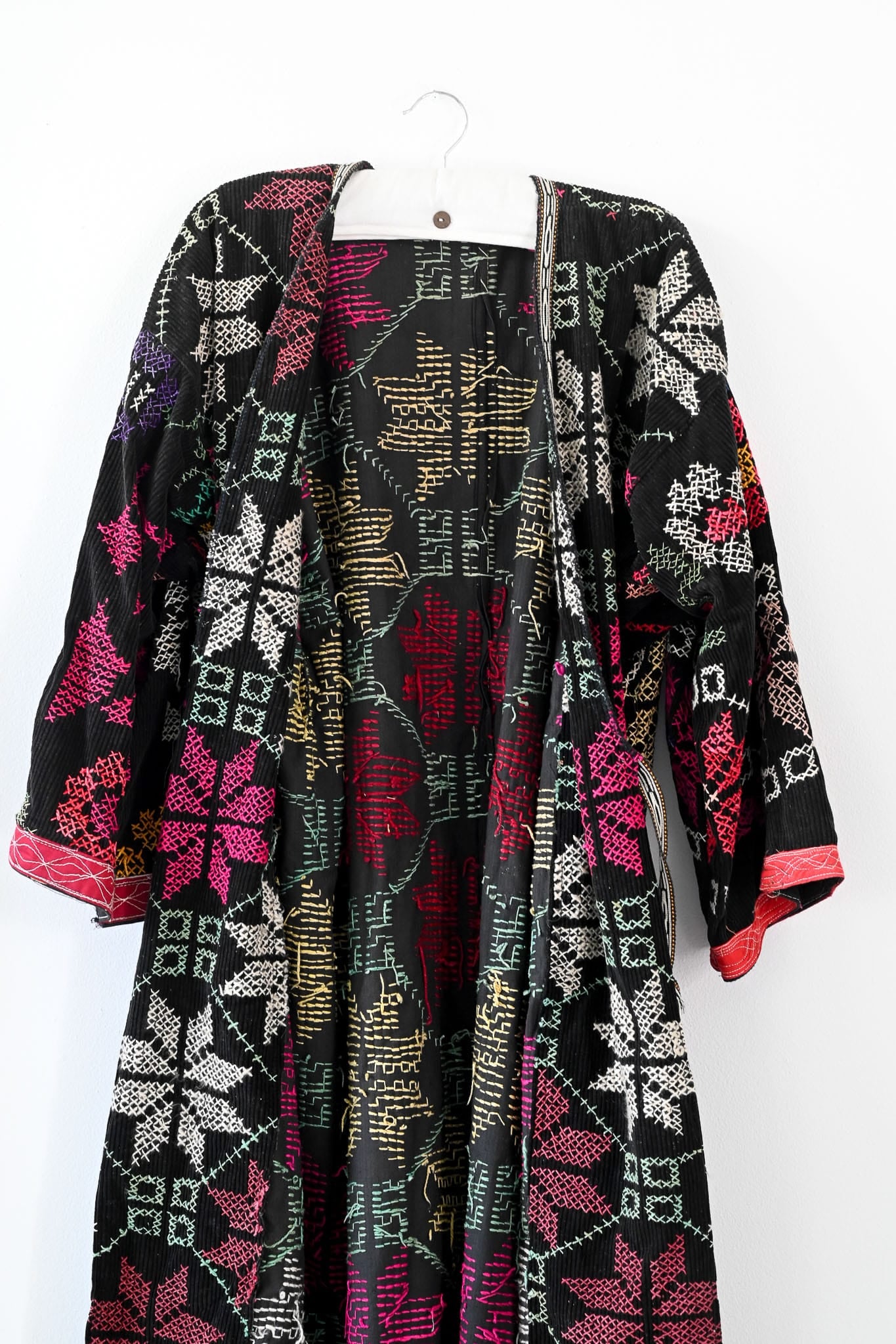 Vintage cross stitched embroidered corduroy jacket