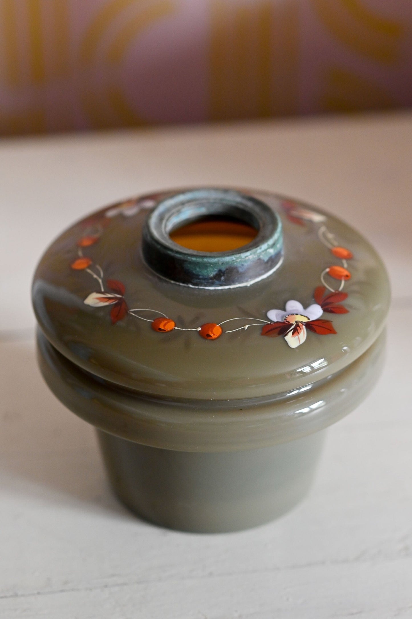 Vintage 1920s rare glass handpainted vase