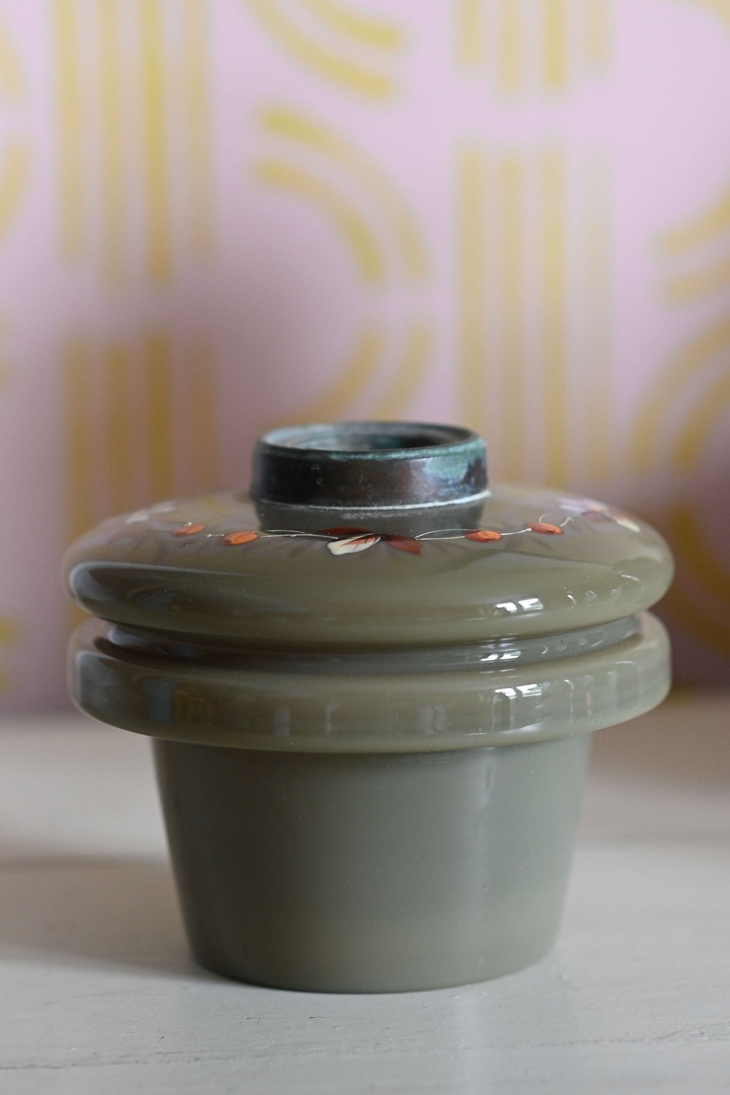 Vintage 1920s rare glass handpainted vase