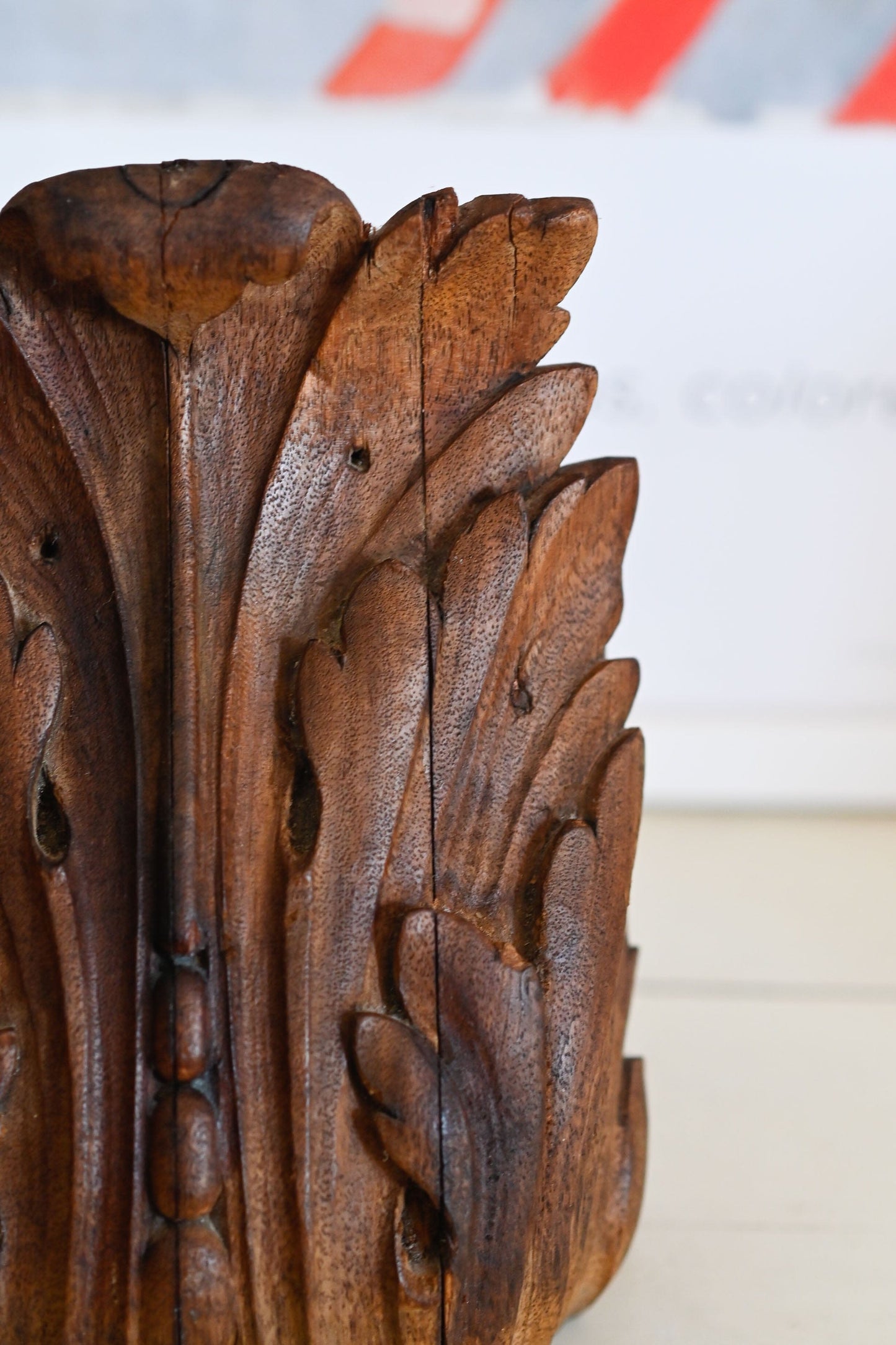 Vintage hand carved wooden corbal bookends
