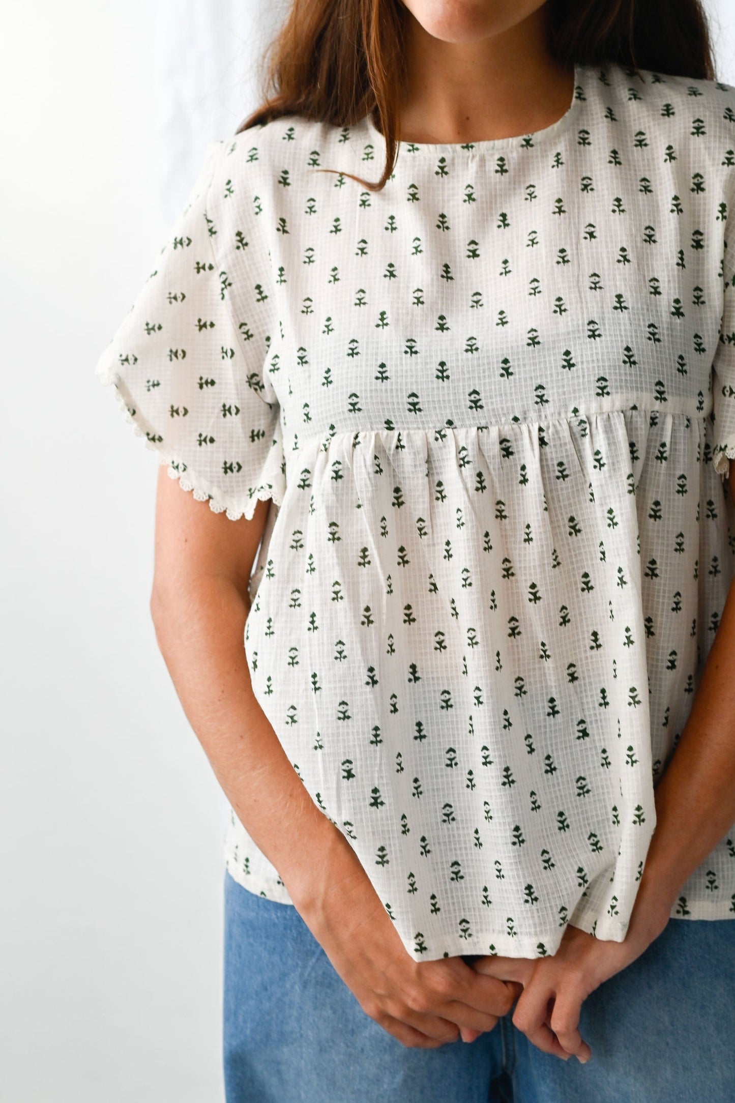 Daphne blouse in sprig block print