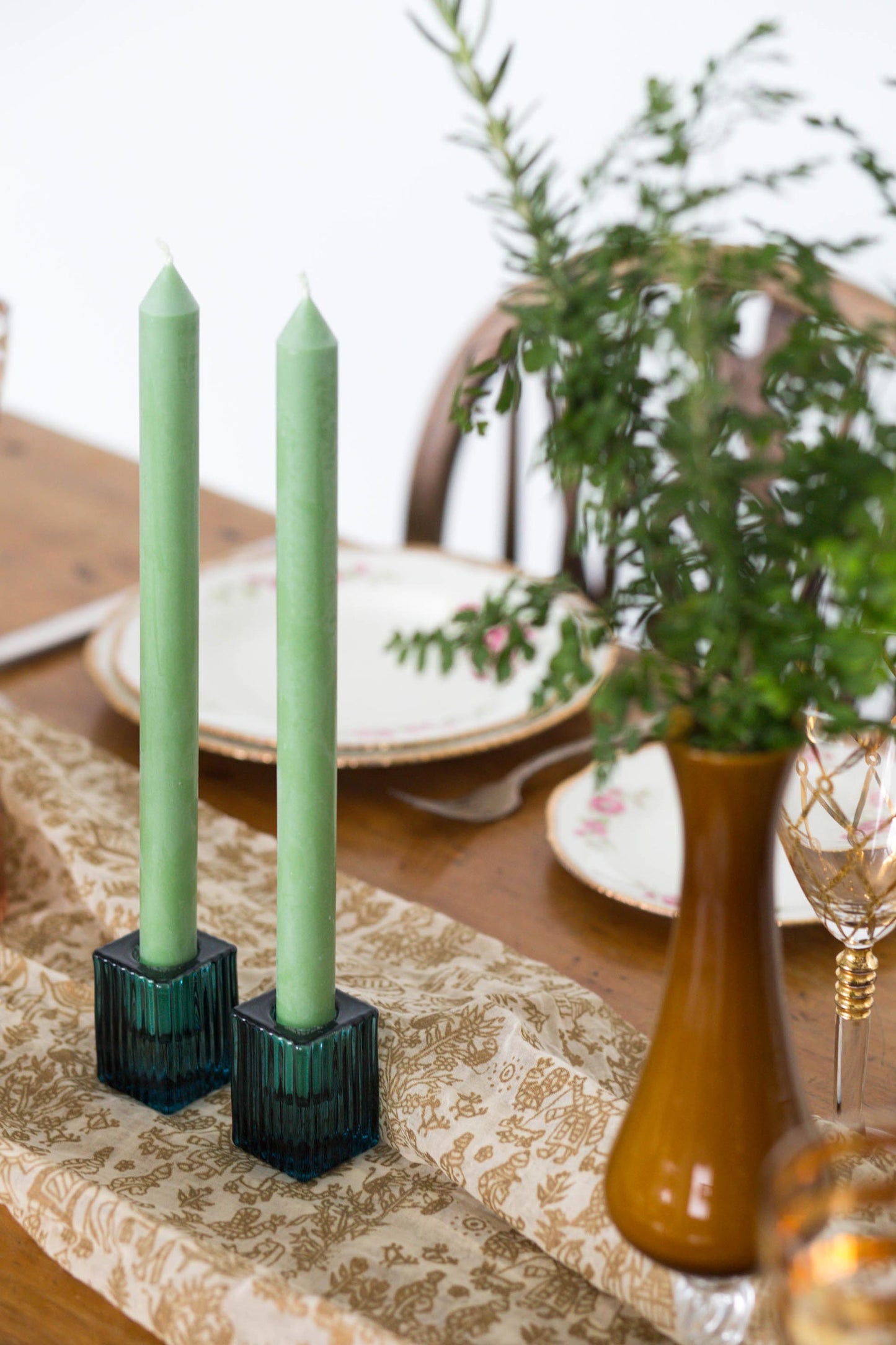 Eco Dinner Candle in Green
