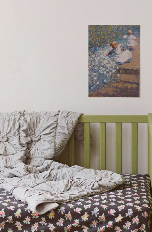 Cot quilt Rosette Grey Marle *organic cotton