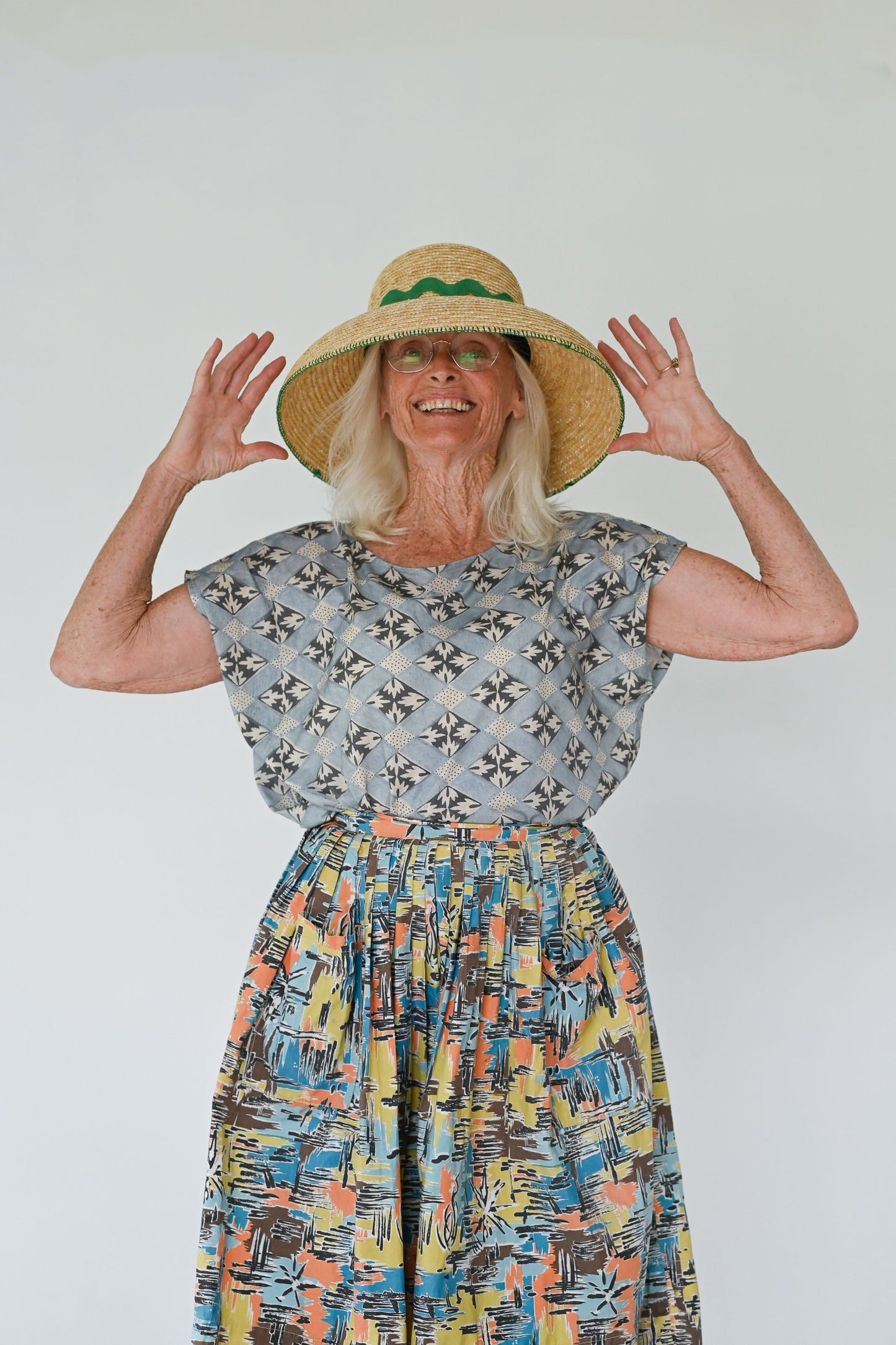 Straw Bucket Hat with embroidery & trim