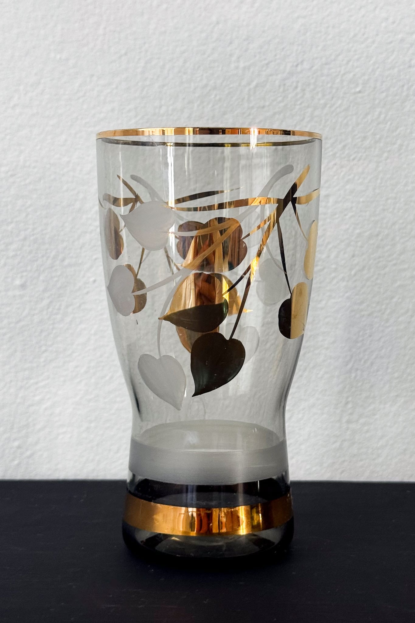 Vintage 1950s glass gold and white