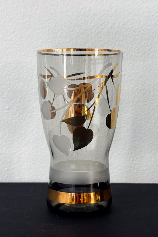 Vintage 1950s glass gold and white