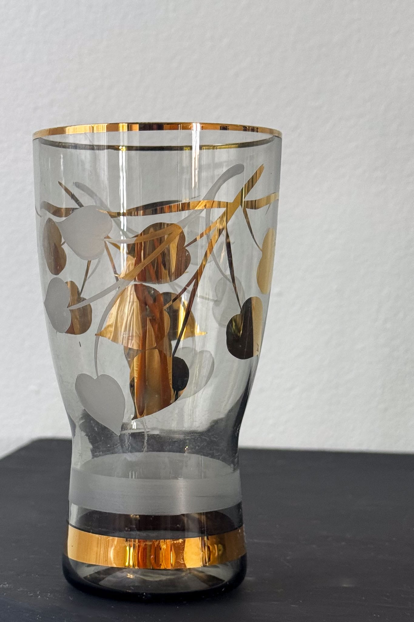 Vintage 1950s glass gold and white