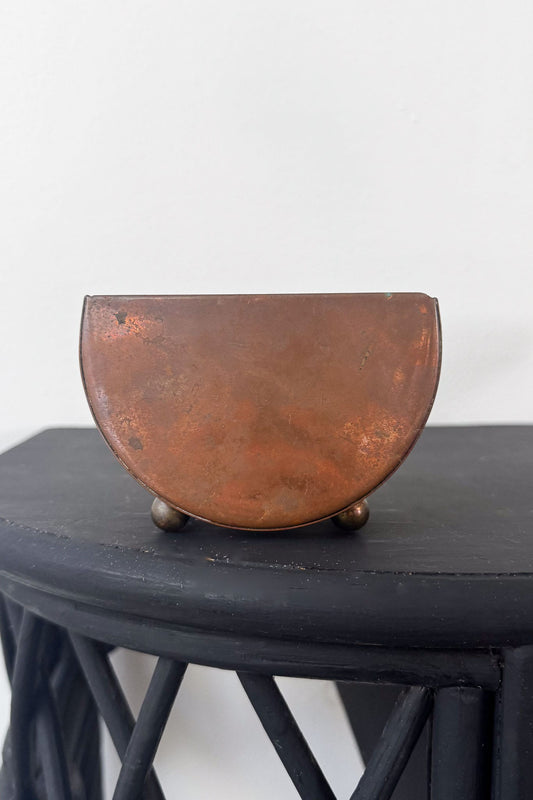 Vintage small semi circular copper vase