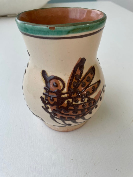 Vintage Folk Art Vase with handles