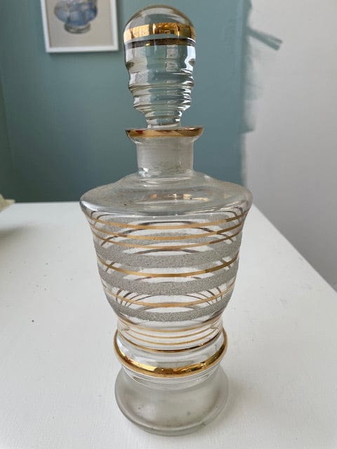 Vintage French glass decanter with gold