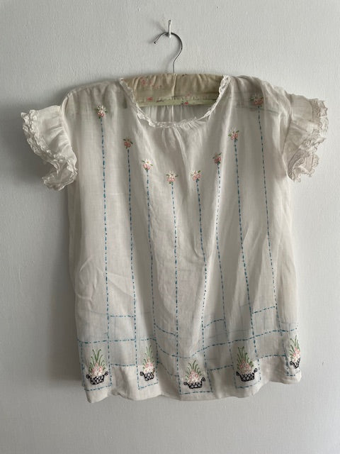 vintage 1920s embroidered cotton top