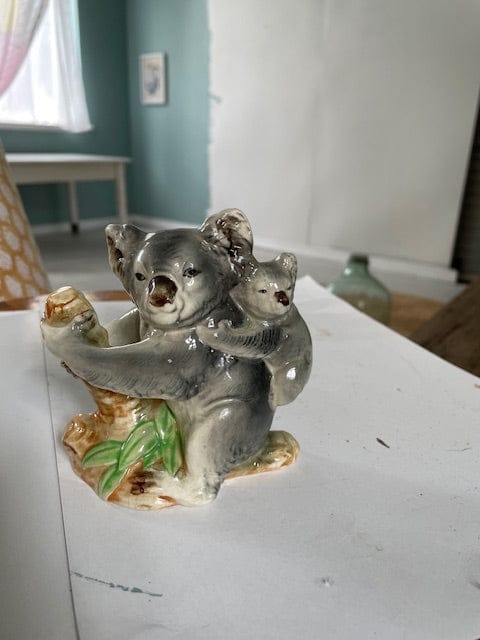 Vintage koala with baby