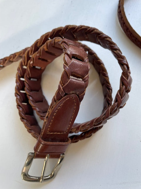 vintage brown plaited belt