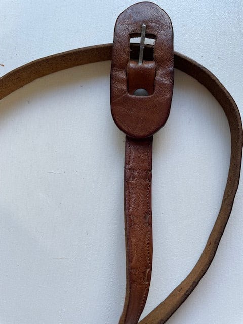 Vintage narrow embossed leather belt