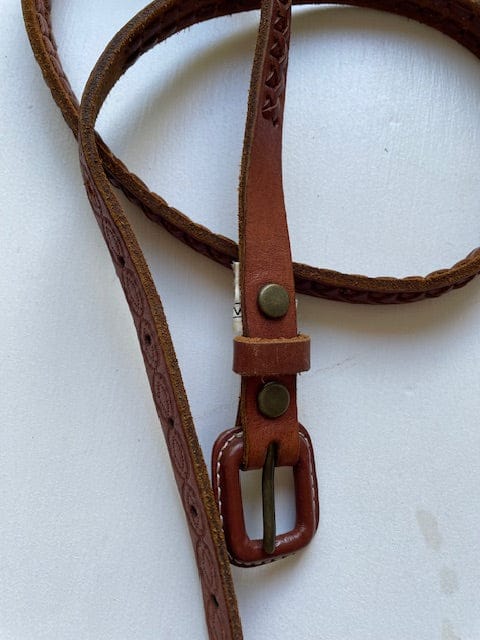 Vintage narrow plaited leather belt