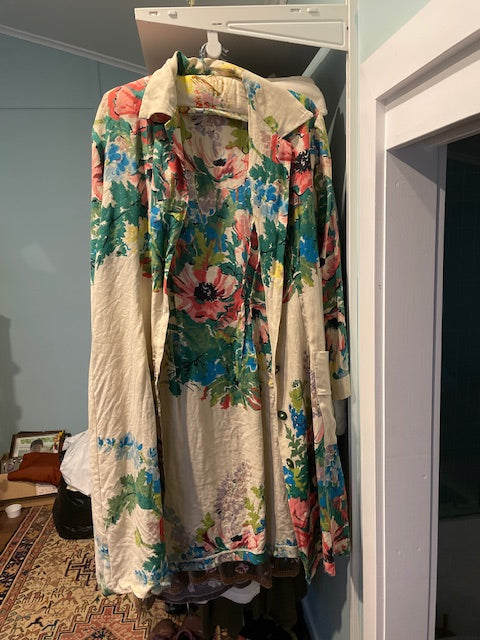 Vintage screen printed linen jacket