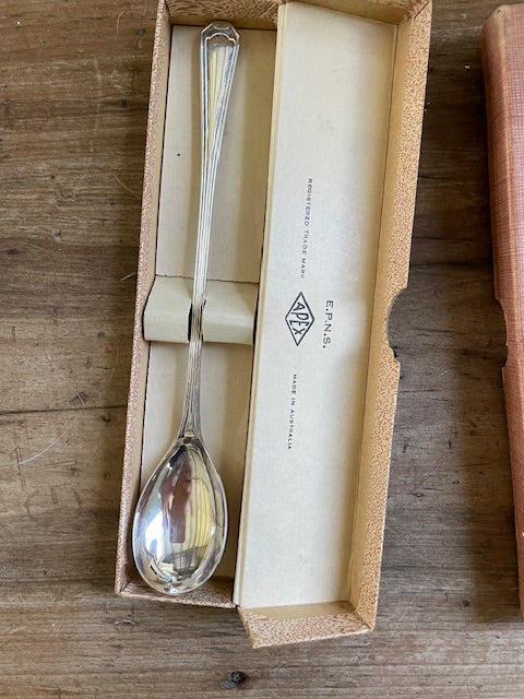 Vintage boxed silver plated parfait spoon