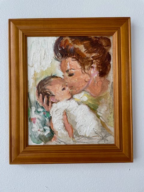 Vintage mother and child painting
