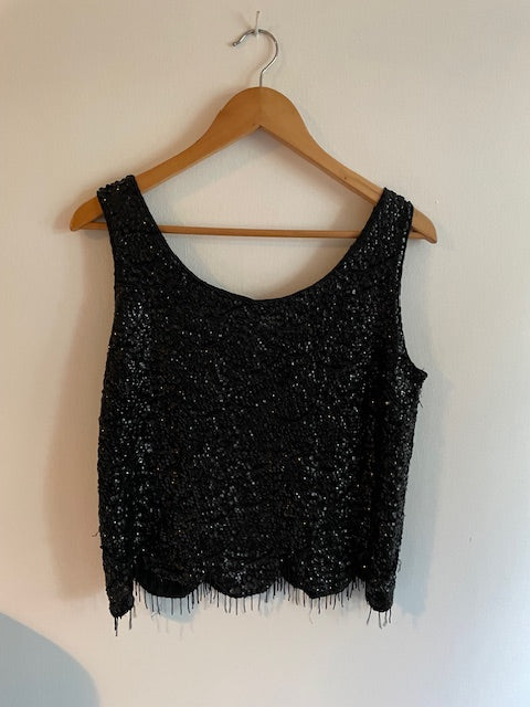 Vintage black sequin top
