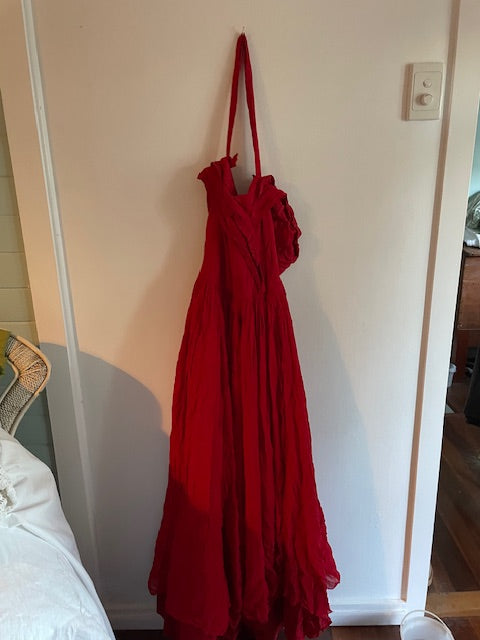 Vintage red silk gown