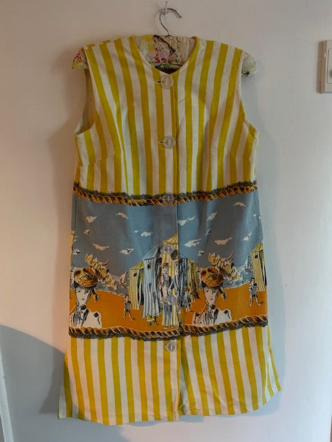 Vintage 60s yellow striped dress