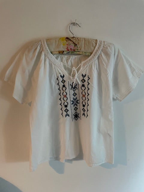 Embroidered smock top