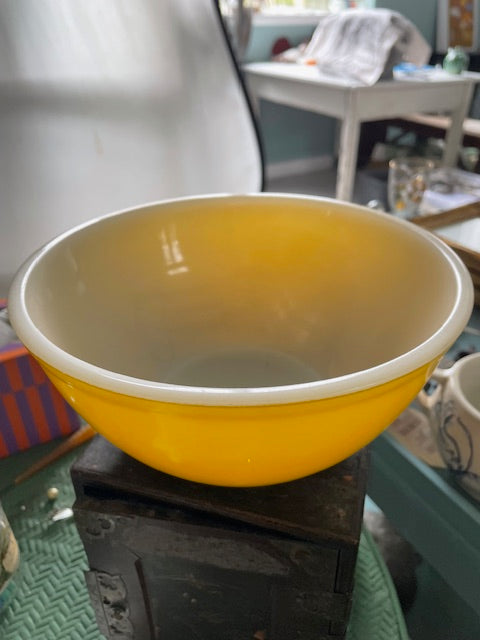 Yellow glass mixing bowl