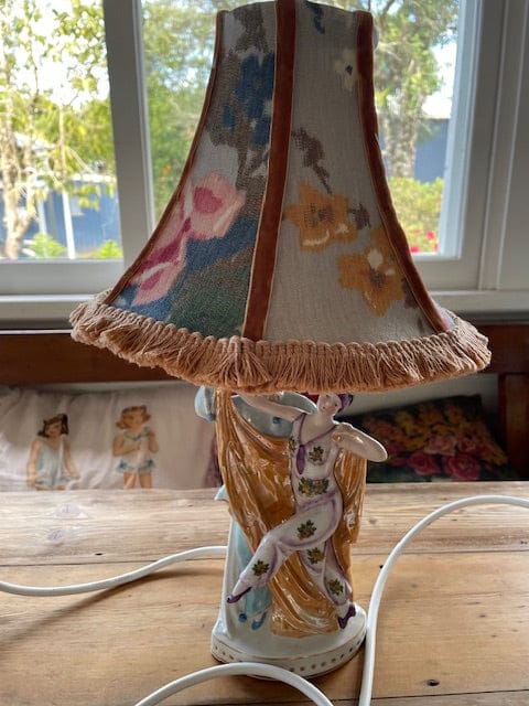 Vintage German lustreware table lamp