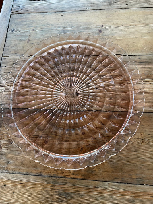 Vintage 1930 pink glass cake plates