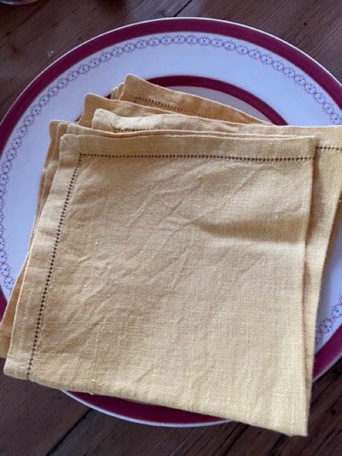Vintage mustard linen napkins set of 4
