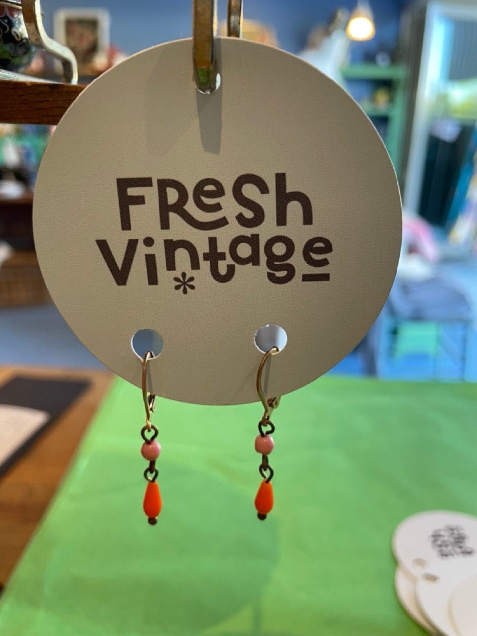 Vintage glass earrings orange and pink