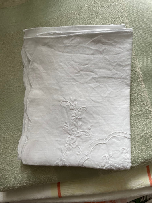 Vintage embroidered large white napkins set of 4