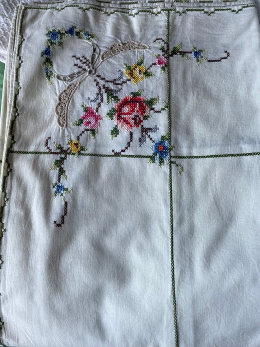 Vintage embroidered tablecloth