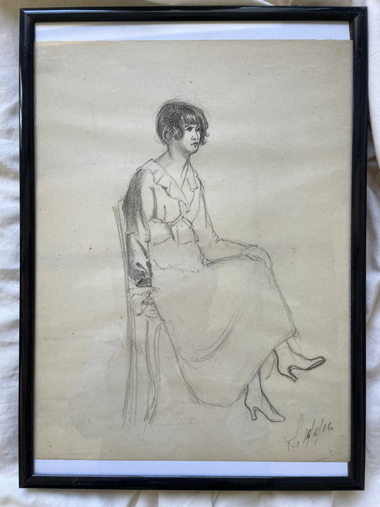 Vintage seated woman 1916