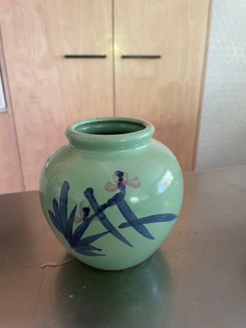 Celadon green painted vase
