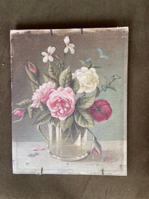 Antique still life of flowers in vase