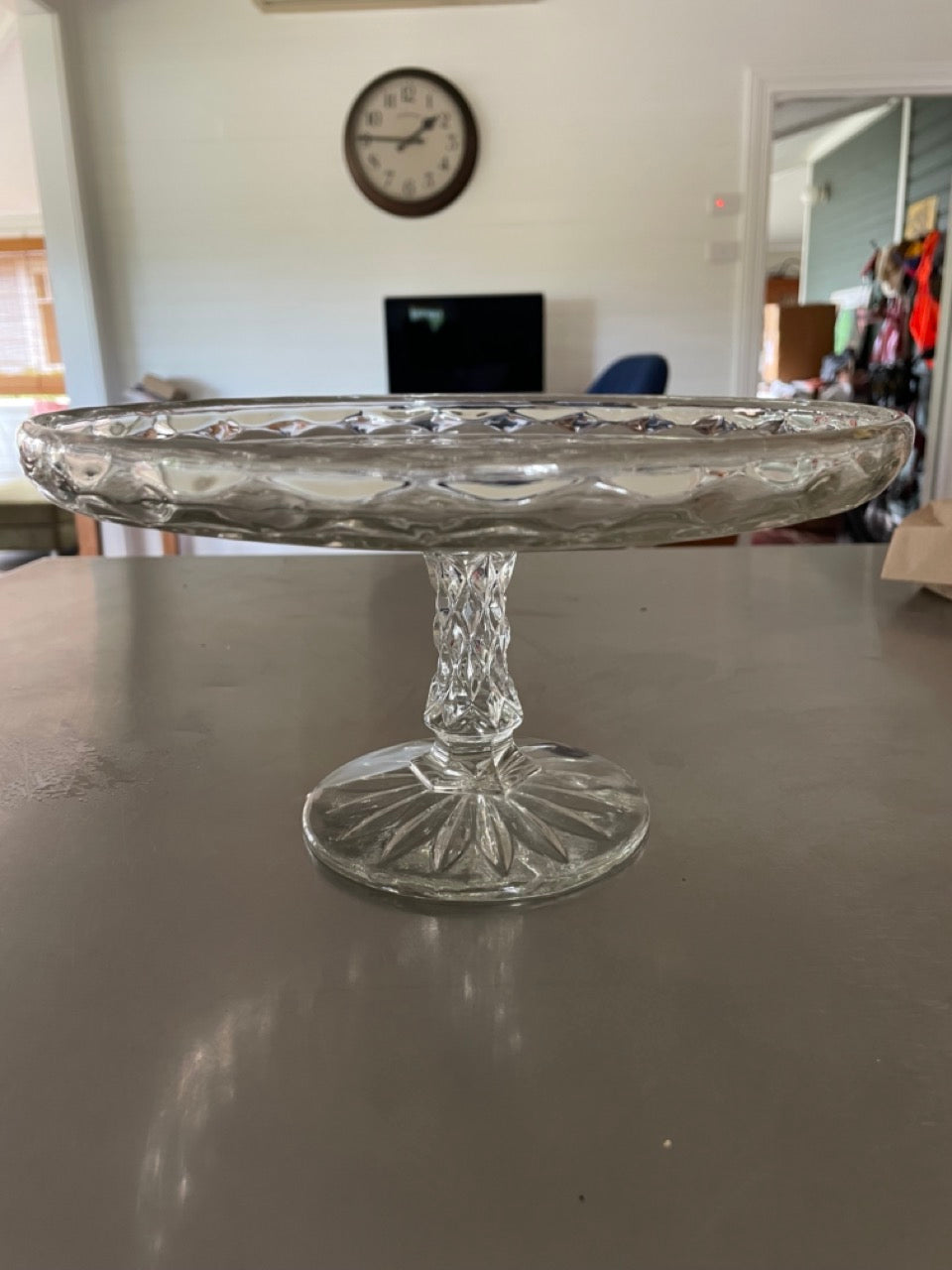 Vintage cut glass cake pedestal