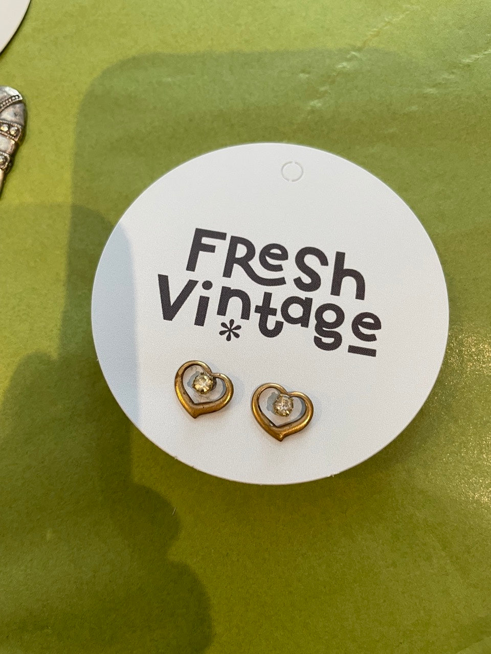Vintage small brass heart earrings