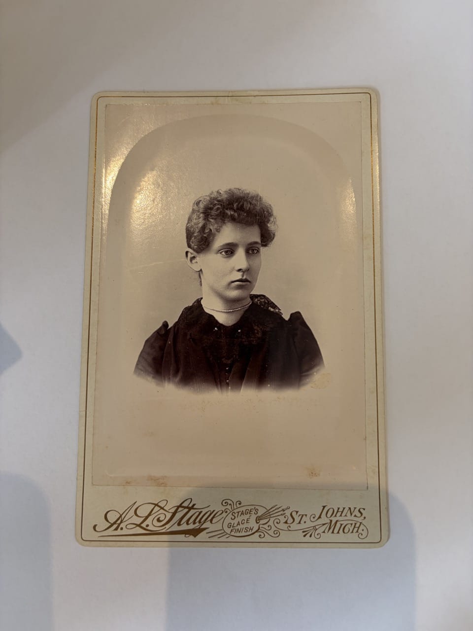 Antique Sepia photograph A.L. Stage St Johns Michigan